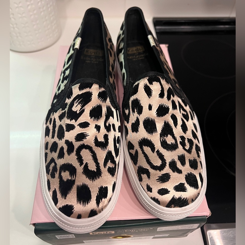 Keds x Kate Spade triple decked leopard slip on
